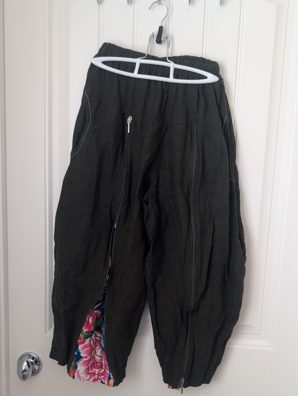 Women's Dark Olive Surprise Zip Relaxed Fit Pants - Unique find!
